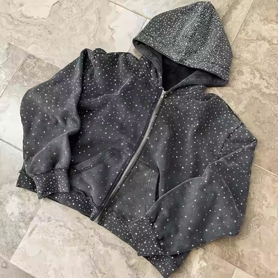 Oem zware zipper hoodie Custom 100% katoen Terry hoodie sweatshirt straatwear strassenstift zip up hoodie voor mannen