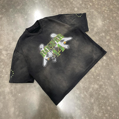 Custom 100% Cotton Boxy Fit Vintage Acid Washed T-Shirt Zonnevervaagde Grafische T-shirts Mannen OEM/ODM Ondersteuning OEM/ODM Service