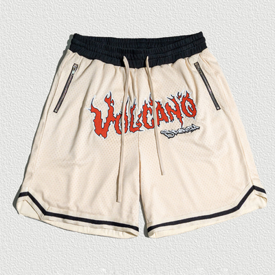 Zomer Basketbal Polyester Gym Workout Sublimatie Zipper Pocket Mensen Mesh Shorts met trekstreng sluiting en Shorts Lengte