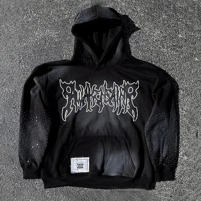 Custom Logo Zwaargewicht Katoenen Hoodies Patchwork Angstig Borduurwerk Straatkleding Oversized Boxy Pullover Hoodie voor mannen