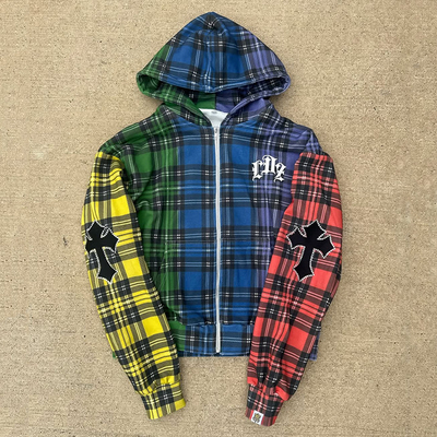100% katoen Terry Acid Wash Borduurwerk Gestoorde Zip Up Hoodie voor mannen/Unisex in de lente/herfst/winter Streetwear op maat