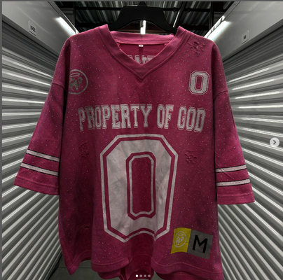 Custom Streetwear Amerika V Neck Boxy Fit T-Shirt Verdrietig Vintage Rhinestone Oversized Sports Football T-shirt Jersey