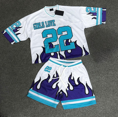 Custom Summer Sports 2 Piece Set Quick Dry Mesh Football T-Shirt Soccer Jersey Set T-shirts en shorts Set mannen