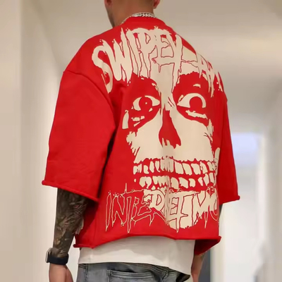 Persoonlijke grafische afdruk Gewassen Vintage Zwaargewicht 100% katoen Frans Terry Oversized Boxy Cut T-Shirt voor mannen