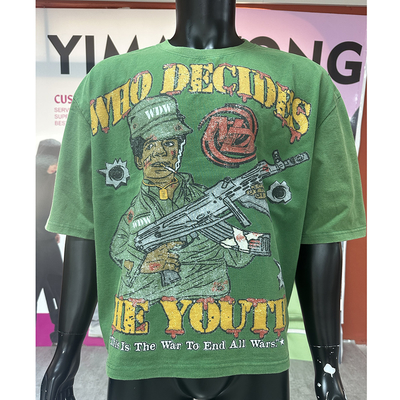 Custom Logo T-shirts Printing Sneeuwsteen Gewassen Oversized Boxy Heavyweight Graphic Acid Wash Vintage Sun Fading DTG T-Shirt Mensen