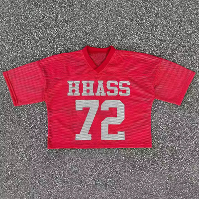 Op maat gemaakte sporthemden fabrikant Hoogwaardig polyester vintage voetbal mesh T-shirts boxy jersey voetbal T-shirt voor mannen
