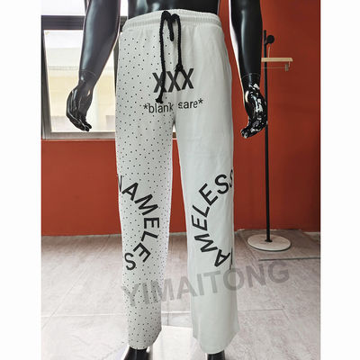 Casual Daily Life Straight Leg Sweatpants voor mannen in wit Frans Terry met strassenacenten