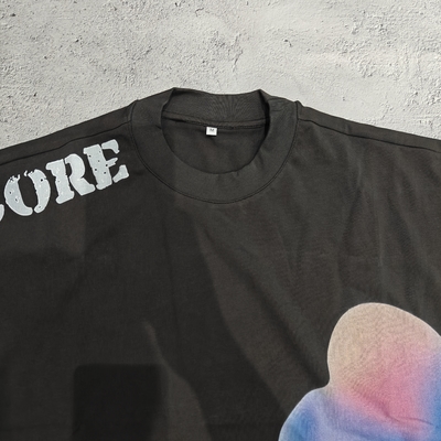 Op maat gedrukt Premium 240 Gsm Cotton T-shirts Crew Neck Oversized Cut Raw Hem Boxy Cropped T-shirt voor mannen