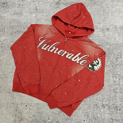 Op Maat Gemaakte Luxe Diamanten Oversized Baggy Boxy Trui Hoodie Sweatshirt Vintage Streetwear Zware Rhinestone Hoodie voor Heren