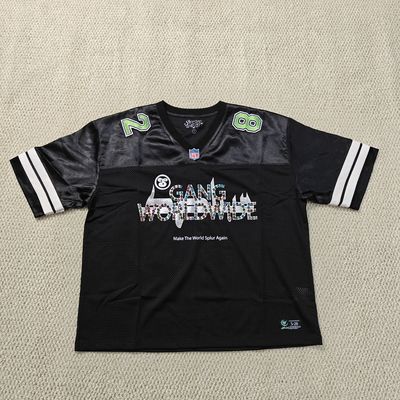 Custom Rhinestone Screen Print Logo Amerikaans Retro Football Jersey Mensen Hoogwaardige Mesh Boxy Cropped Rugby Jersey